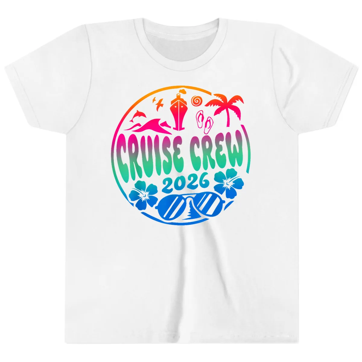 Family Cruise Crew 2026 Vacation Design Youth T-Shirt in White