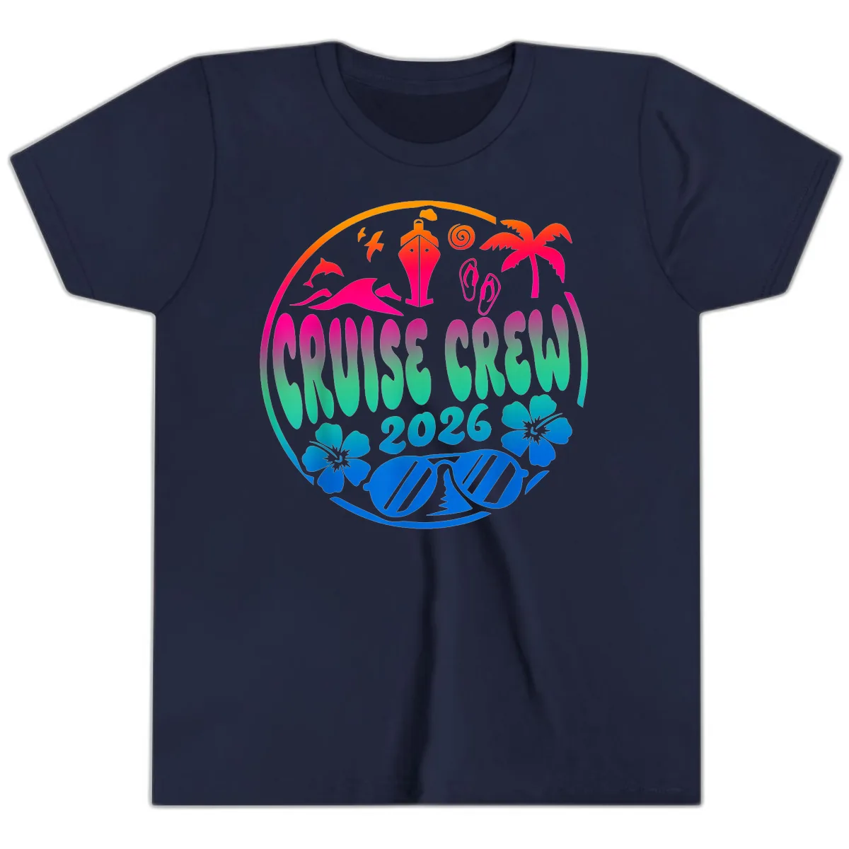 Family Cruise Crew 2026 Vacation Design Youth T-Shirt in Navy