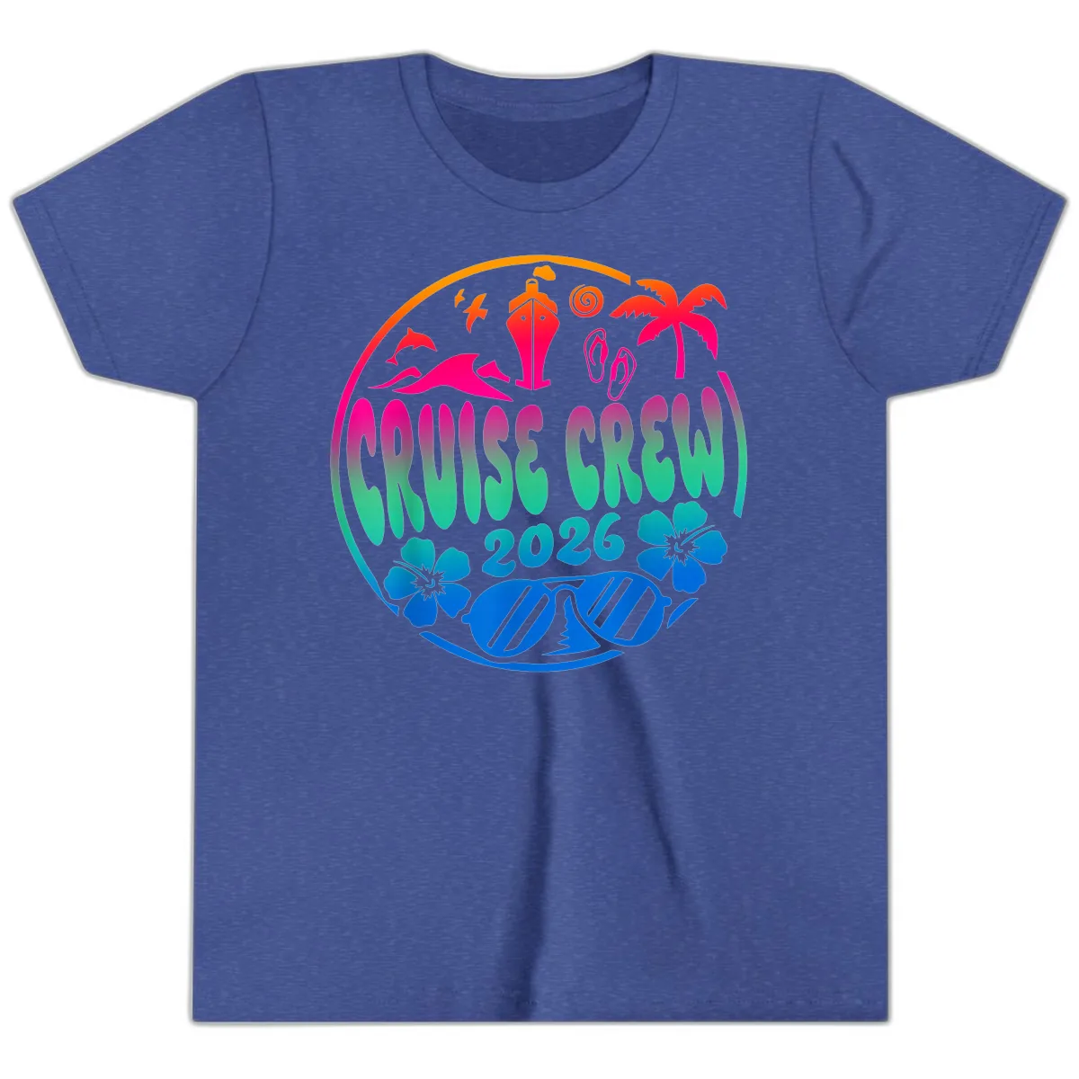 Family Cruise Crew 2026 Vacation Design Youth T-Shirt in Heather True Royal