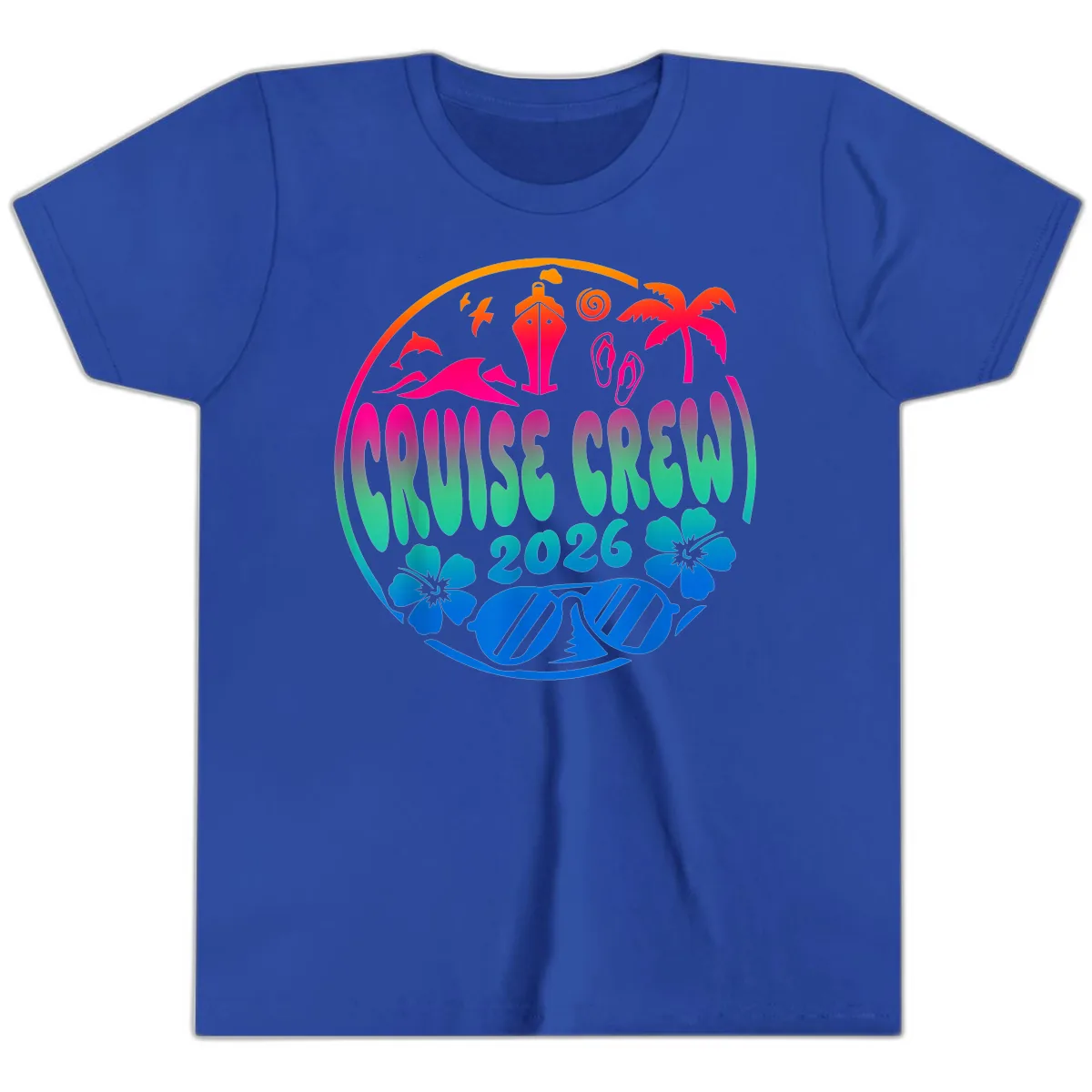 Family Cruise Crew 2026 Vacation Design Youth T-Shirt in True Royal
