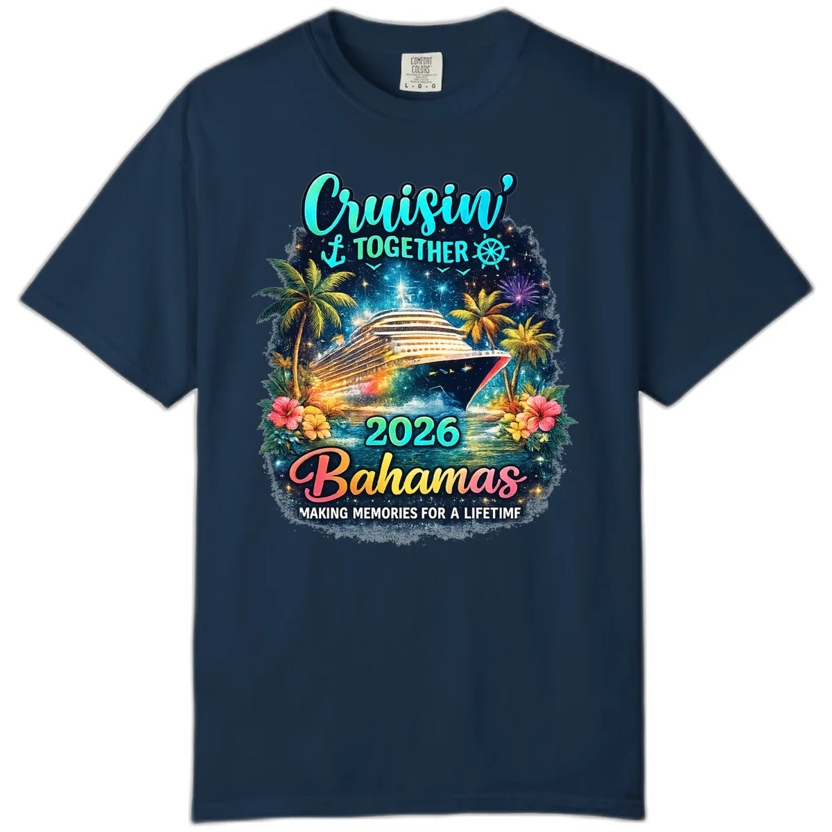 Cruisin' Together 2026 Bahamas Family Vacation Comfort Color in True Navy