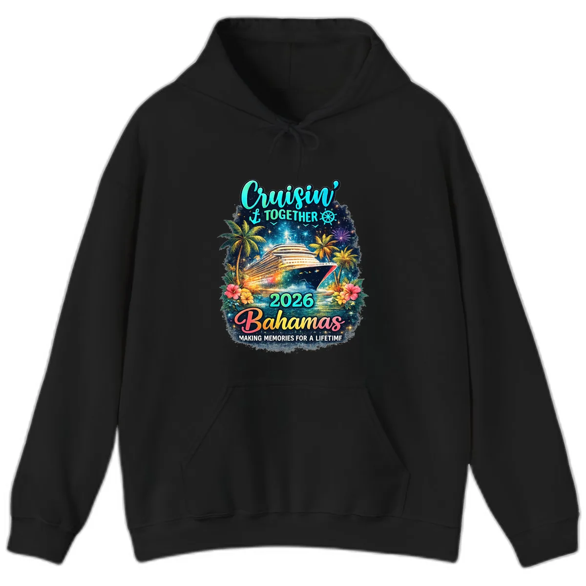 Cruisin' Together 2026 Bahamas Family Vacation Hoodie in Black