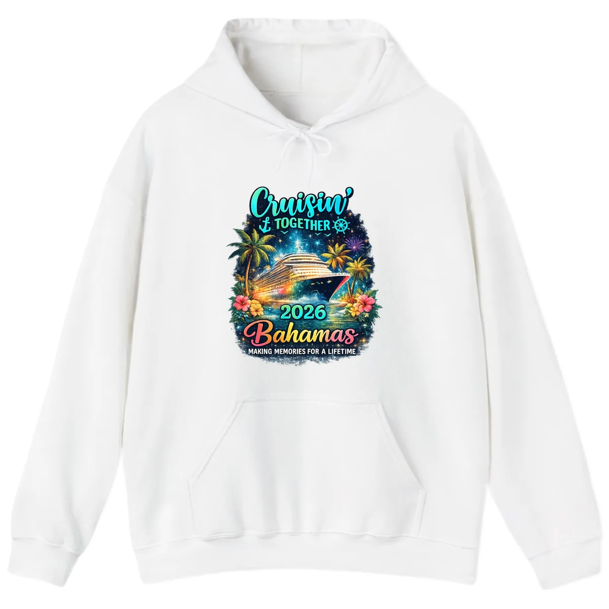 Cruisin' Together 2026 Bahamas Family Vacation Hoodie in White