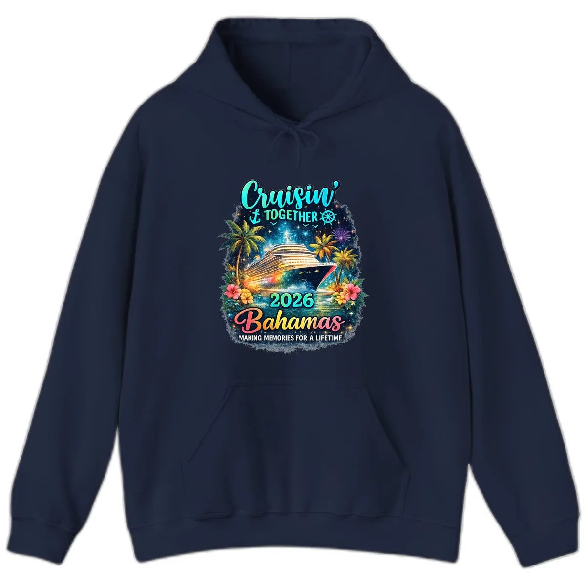 Cruisin' Together 2026 Bahamas Family Vacation Hoodie in Navy