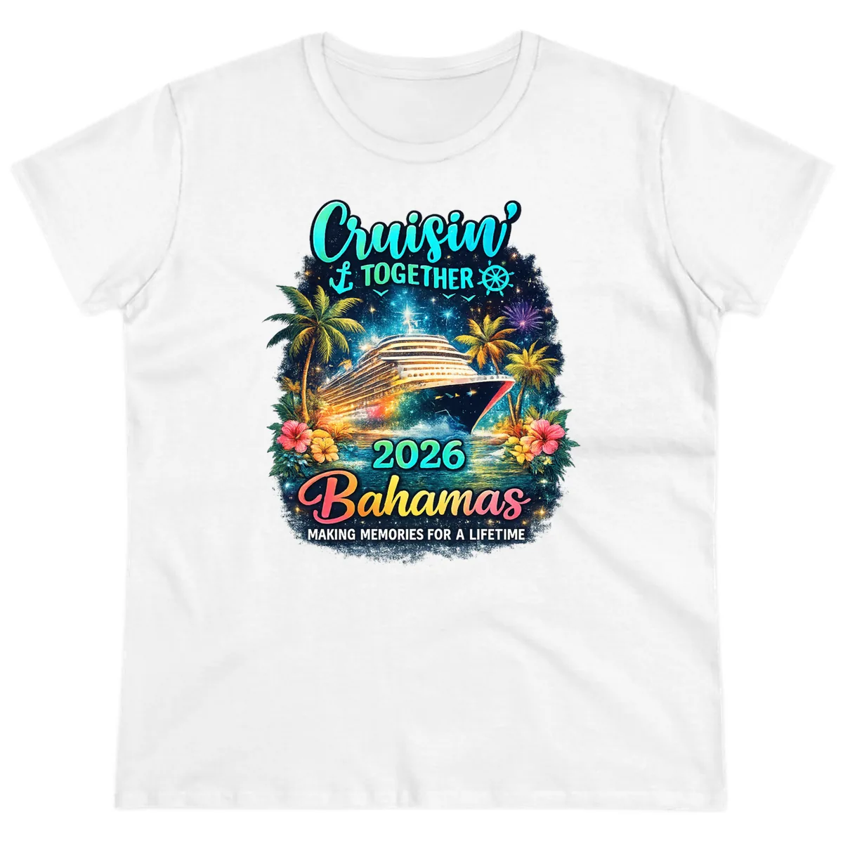 Cruisin' Together 2026 Bahamas Family Vacation Ladies Tee in White