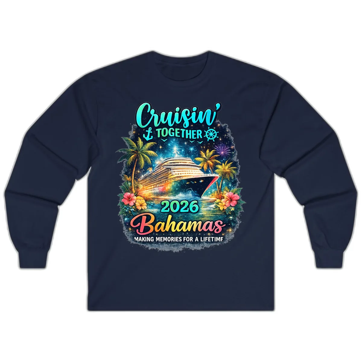 Cruisin' Together 2026 Bahamas Family Vacation Long Sleeve in Navy