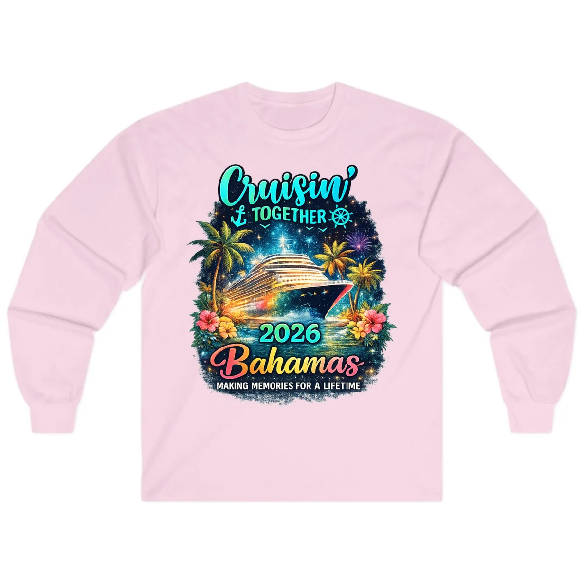 Cruisin' Together 2026 Bahamas Family Vacation Long Sleeve in Light Pink