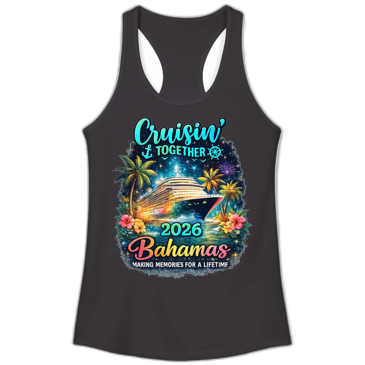 Cruisin' Together 2026 Bahamas Family Vacation Ladies Tank in Black