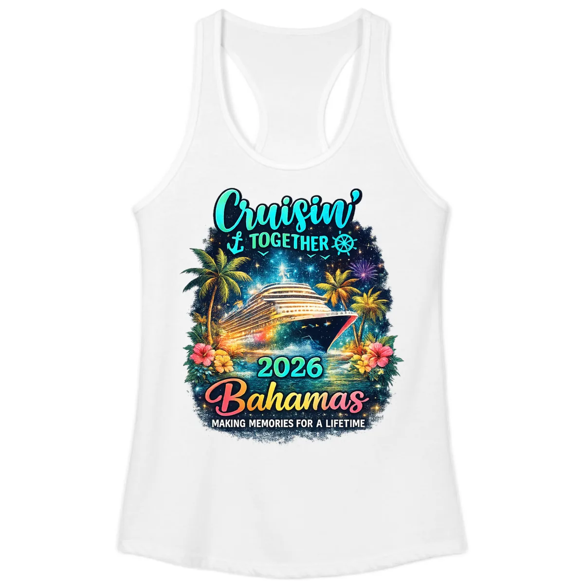 Cruisin' Together 2026 Bahamas Family Vacation Ladies Tank in White