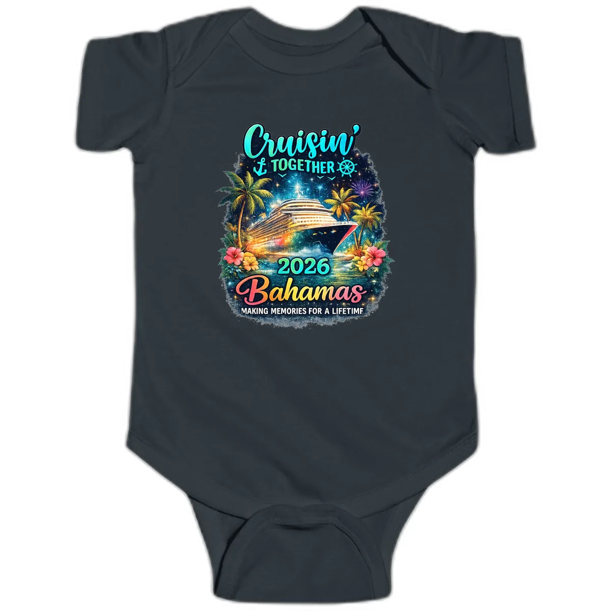 Cruisin' Together 2026 Bahamas Family Vacation Baby Onesie in Black