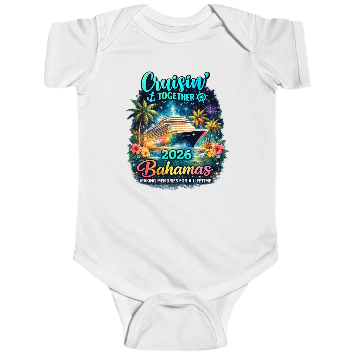 Cruisin' Together 2026 Bahamas Family Vacation Baby Onesie in White