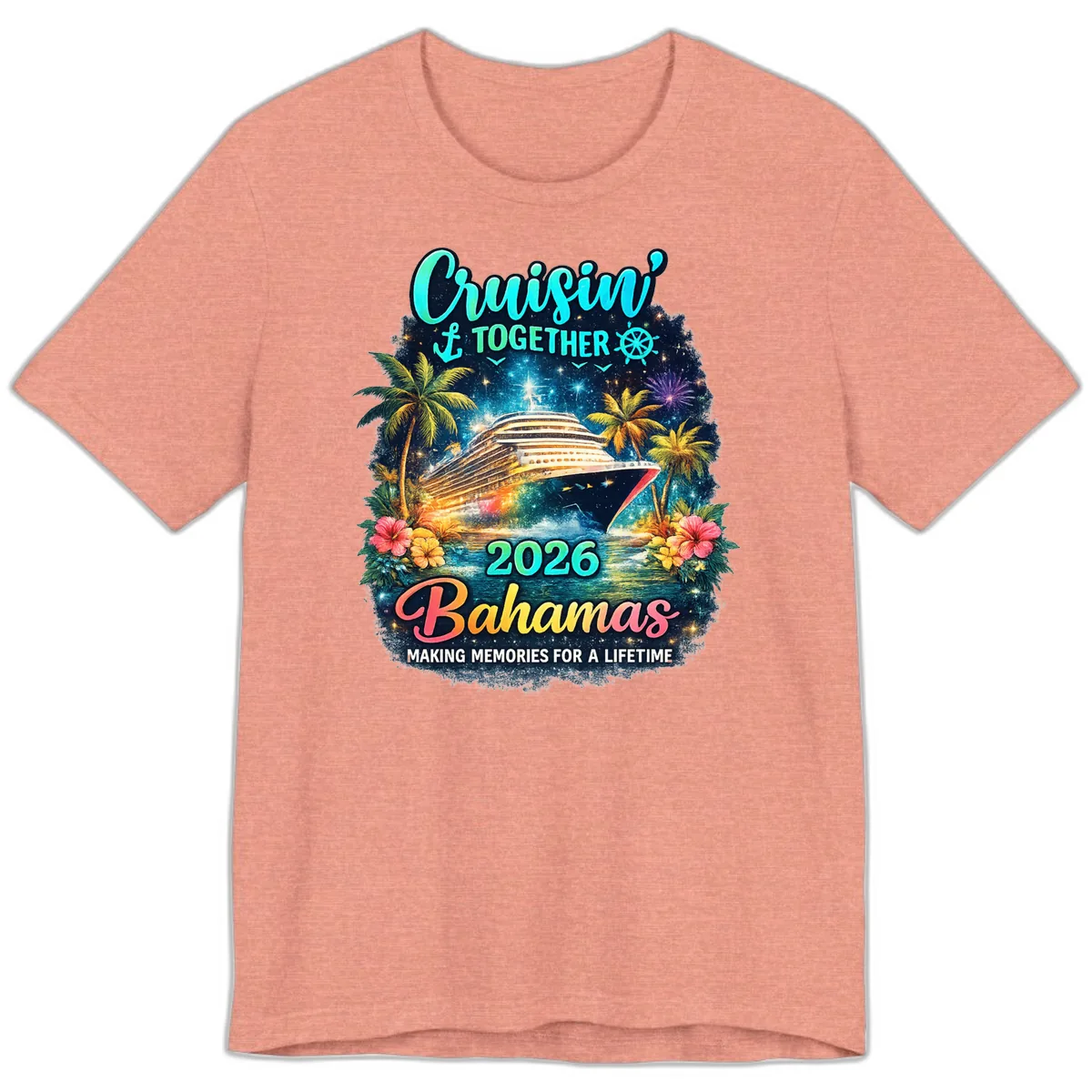 Cruisin' Together 2026 Bahamas Family Vacation Premium T-Shirt in Heather Sunset