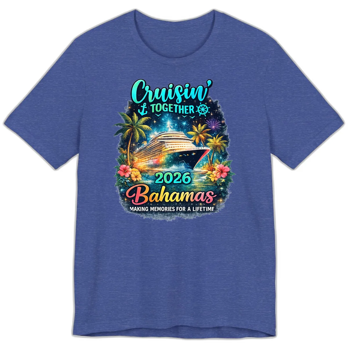 Cruisin' Together 2026 Bahamas Family Vacation Premium T-Shirt in Heather True Royal