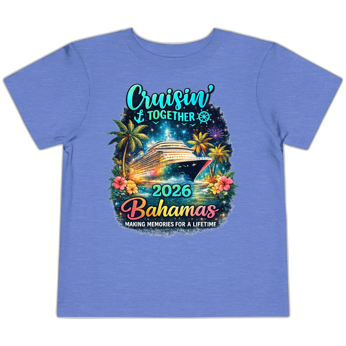 Cruisin' Together 2026 Bahamas Family Vacation Toddler T-Shirt in Heather Columbia Blue