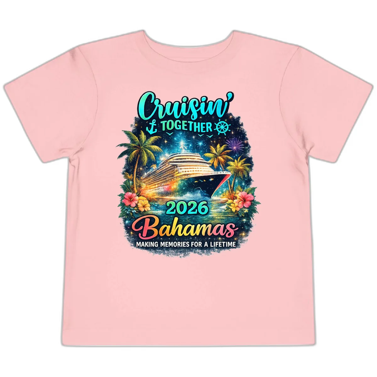 Cruisin' Together 2026 Bahamas Family Vacation Toddler T-Shirt in Pink