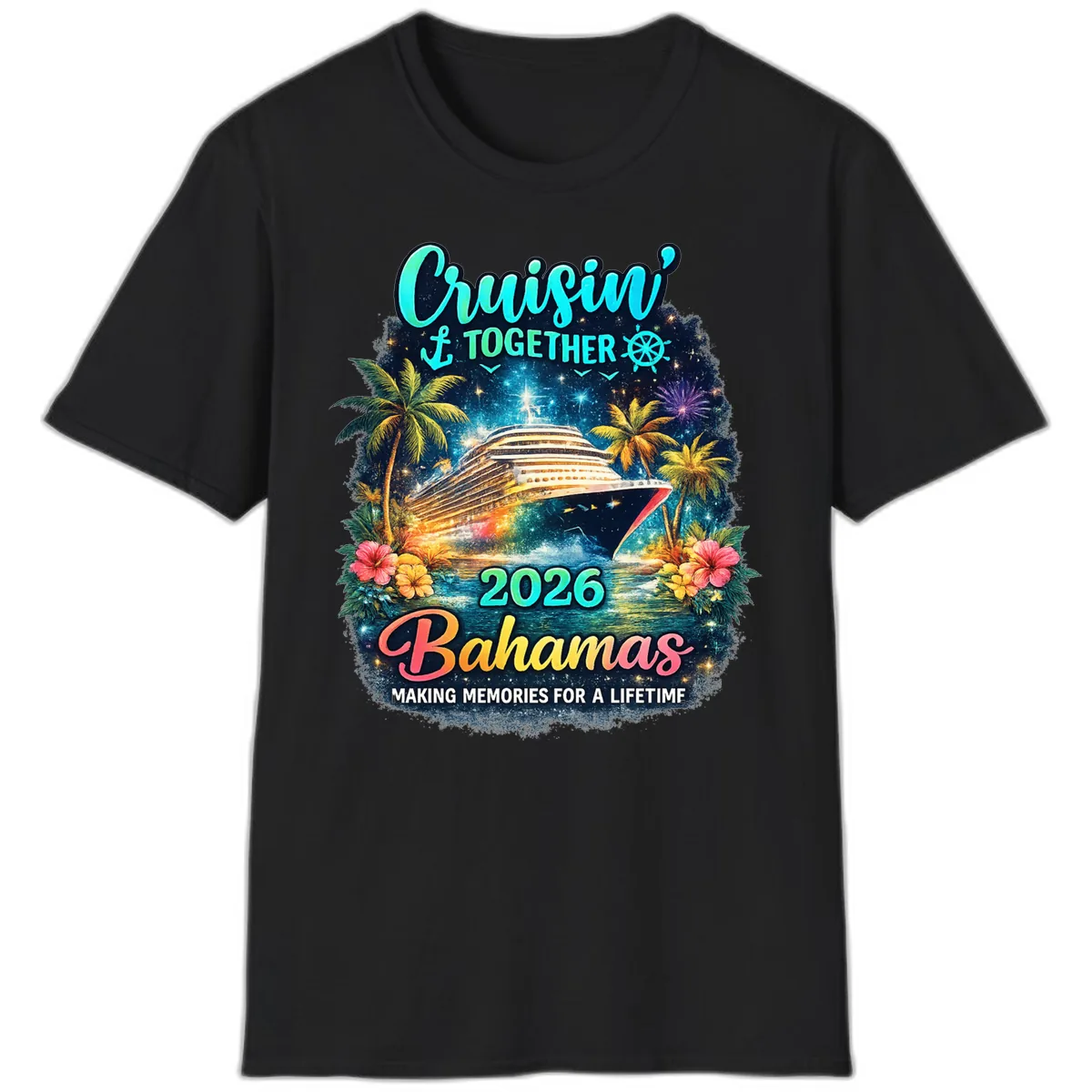 Cruisin' Together 2026 Bahamas Family Vacation T-Shirt in Black