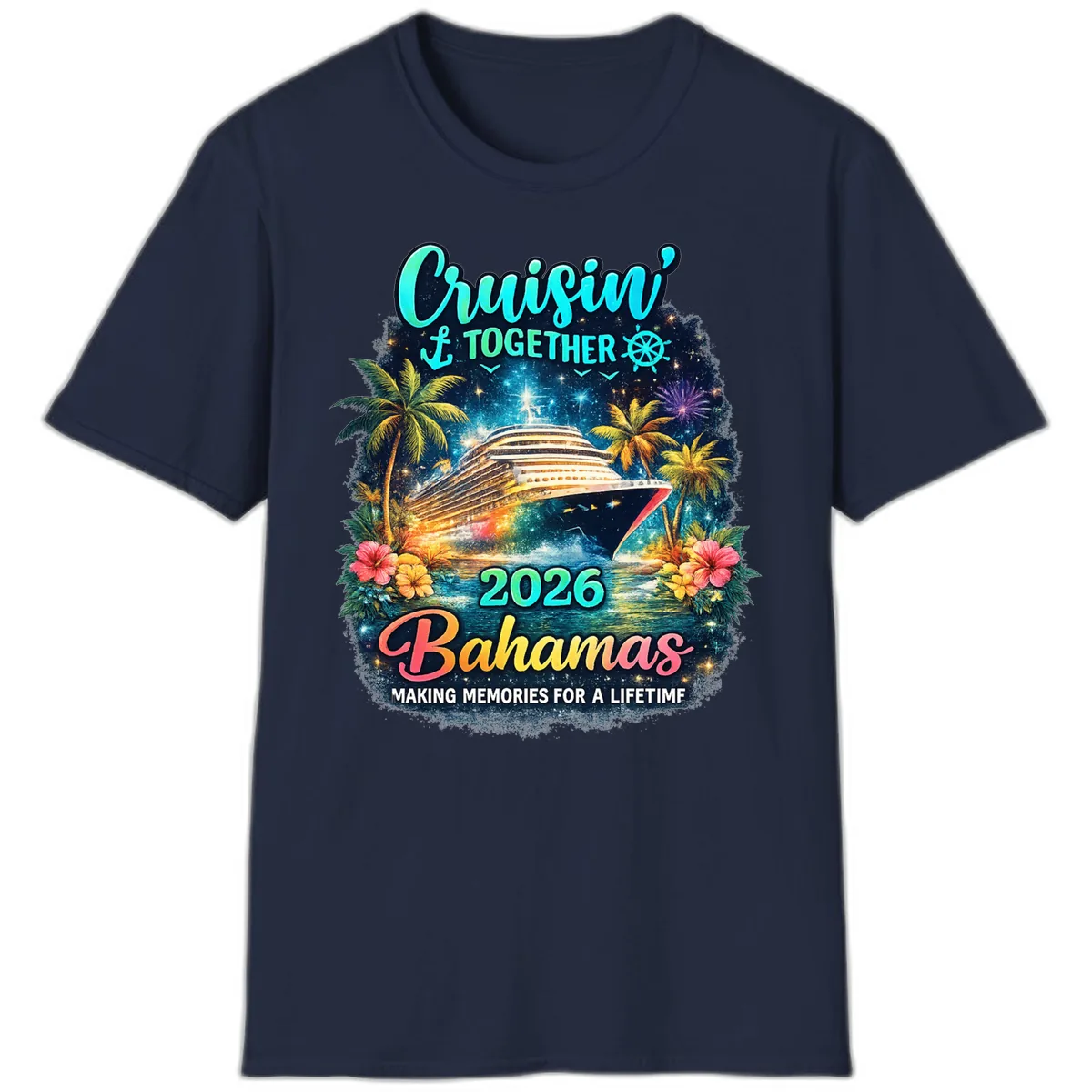 Cruisin' Together 2026 Bahamas Family Vacation T-Shirt in Navy