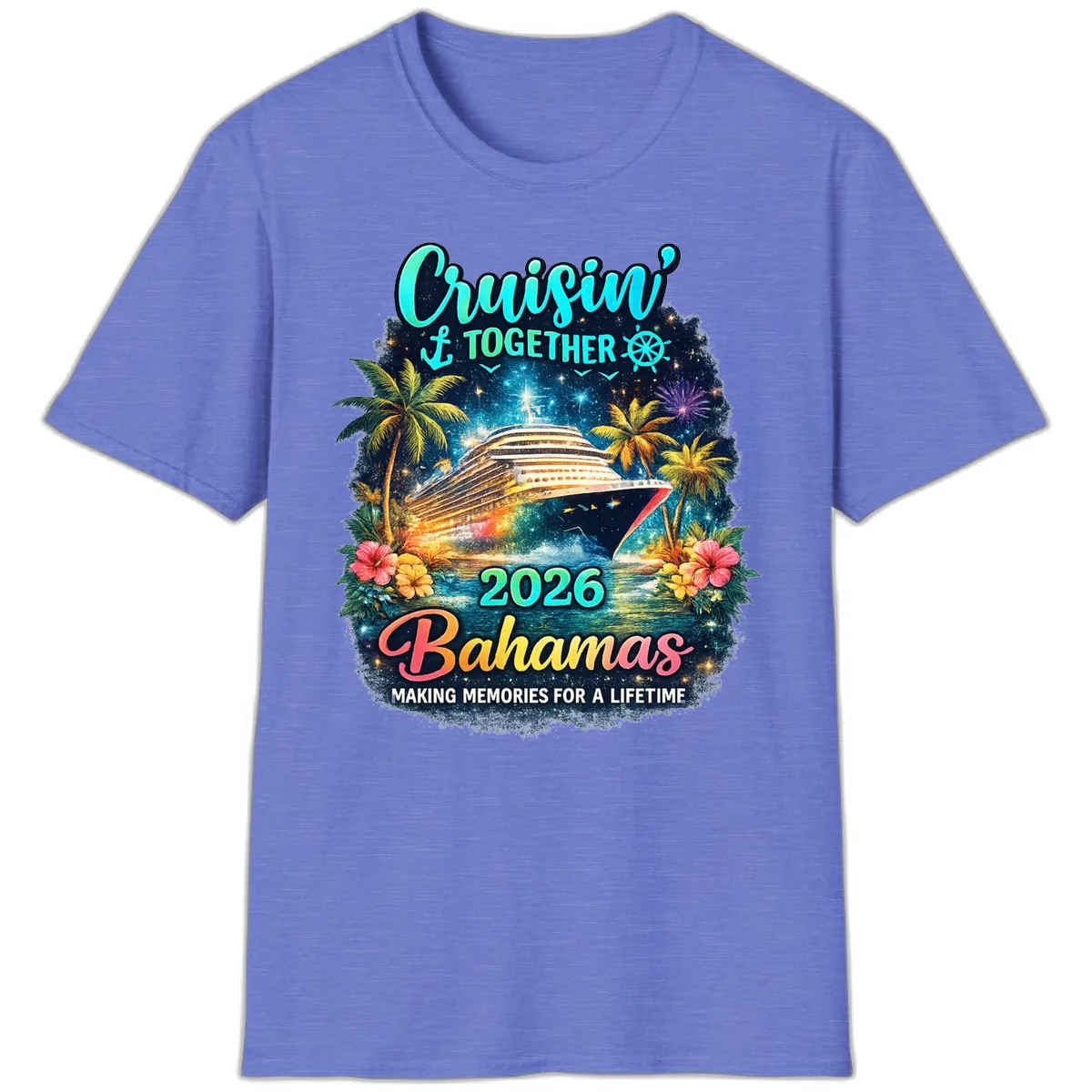 Cruisin' Together 2026 Bahamas Family Vacation T-Shirt in Heather Royal