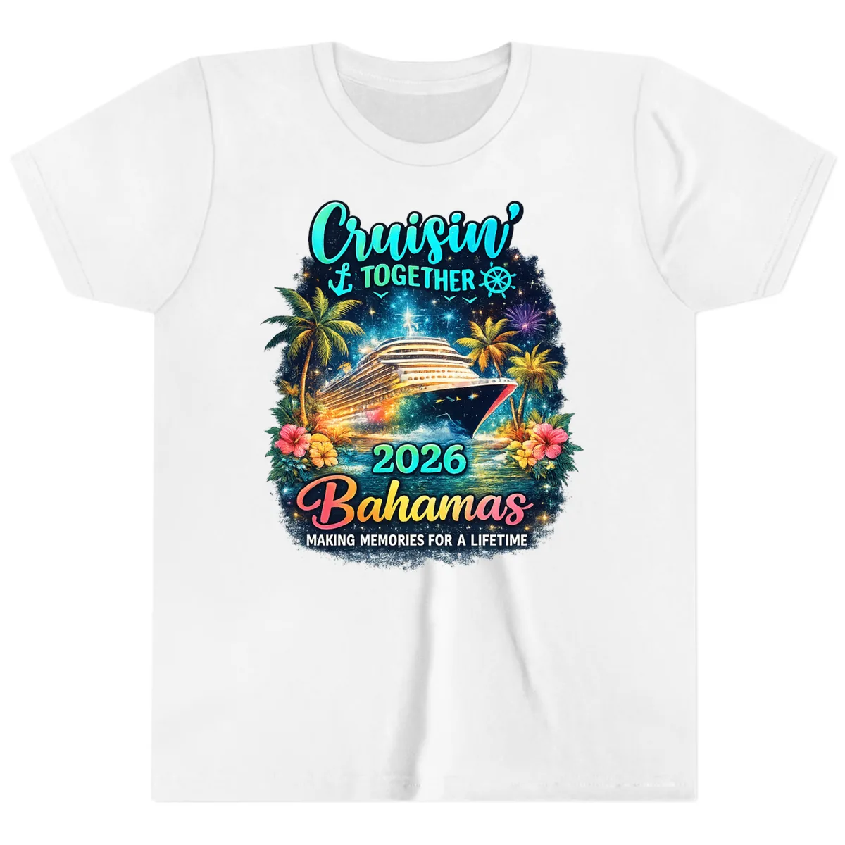 Cruisin' Together 2026 Bahamas Family Vacation Youth T-Shirt in White