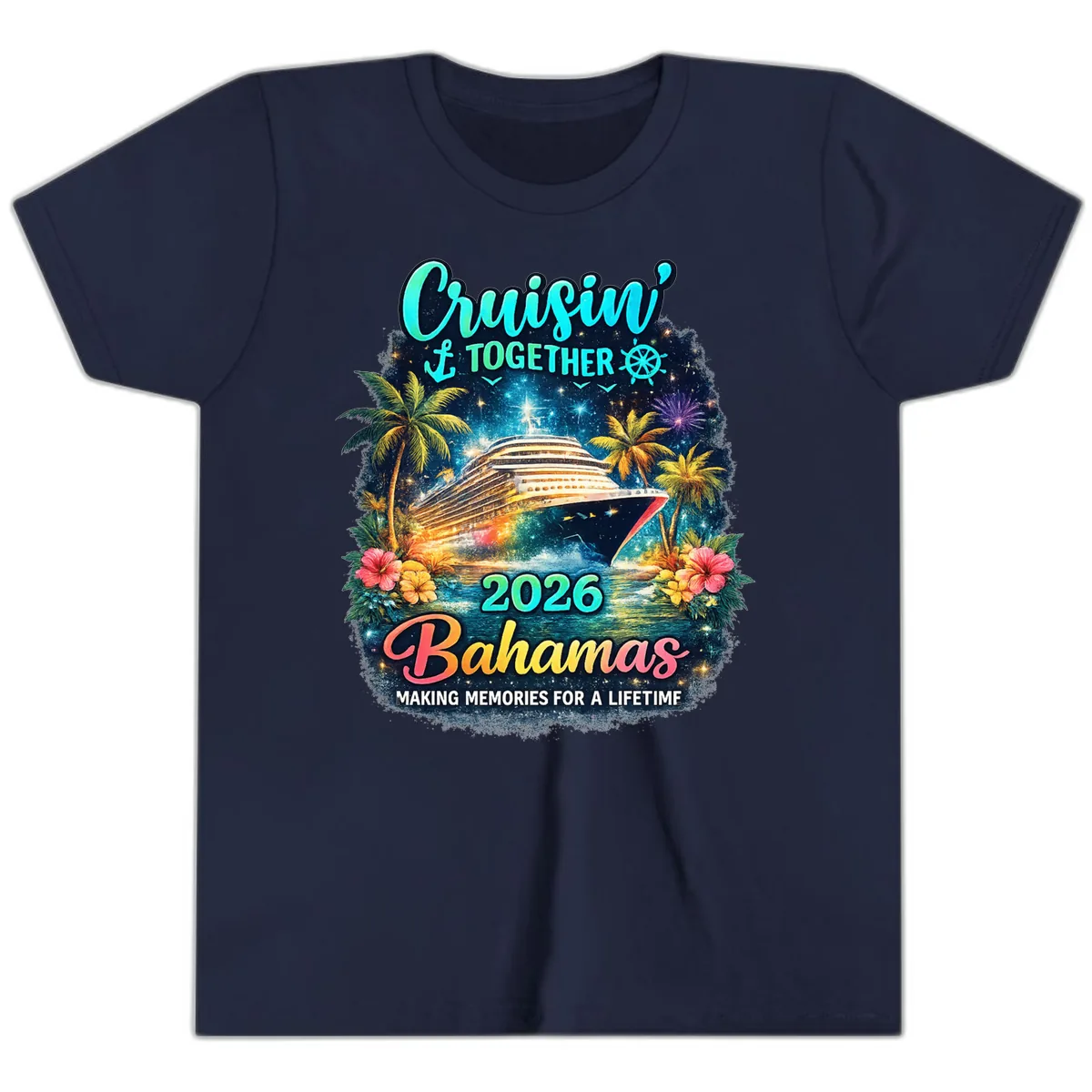 Cruisin' Together 2026 Bahamas Family Vacation Youth T-Shirt in Navy