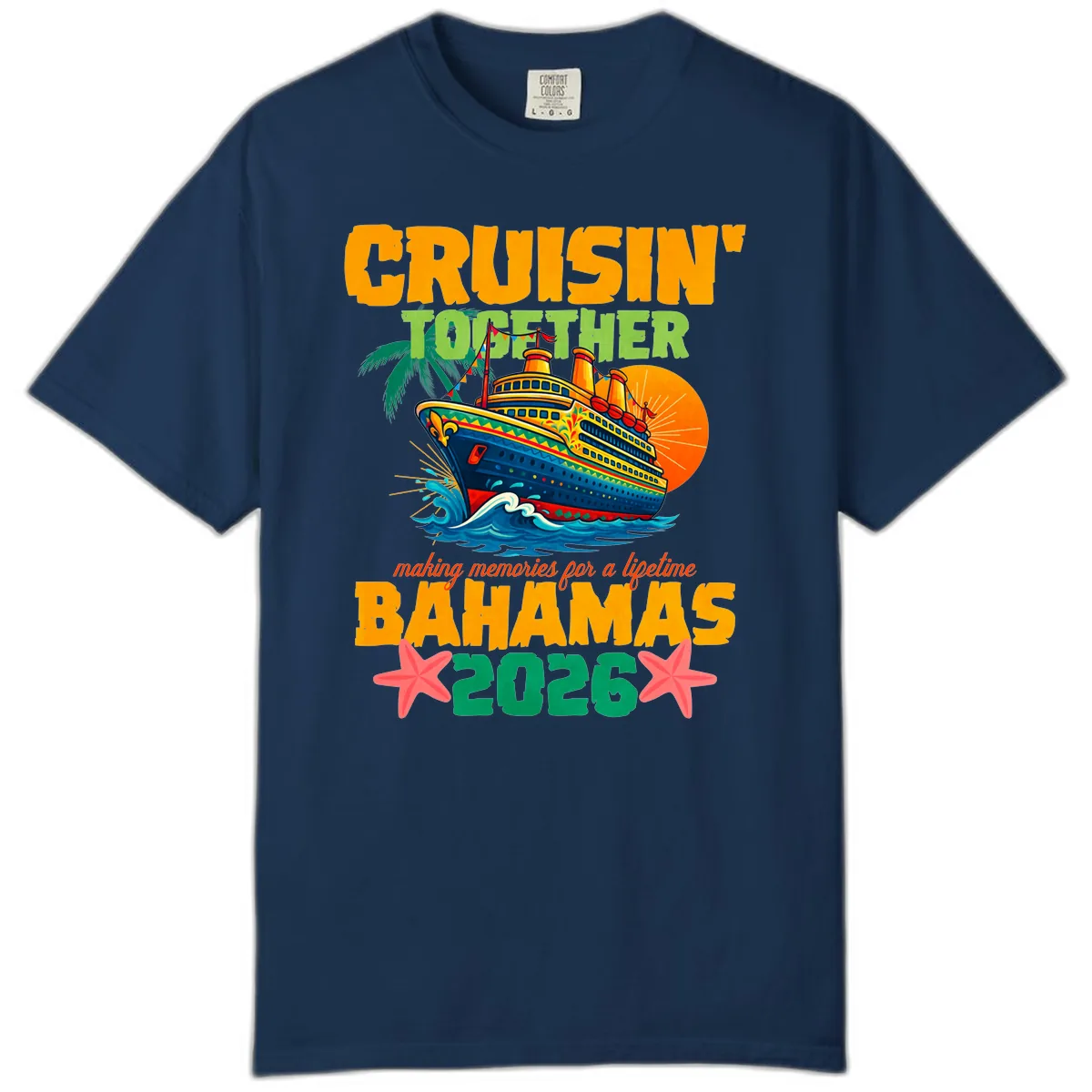 Bahamas 2026 Family Cruise Together Design Comfort Color in Navy