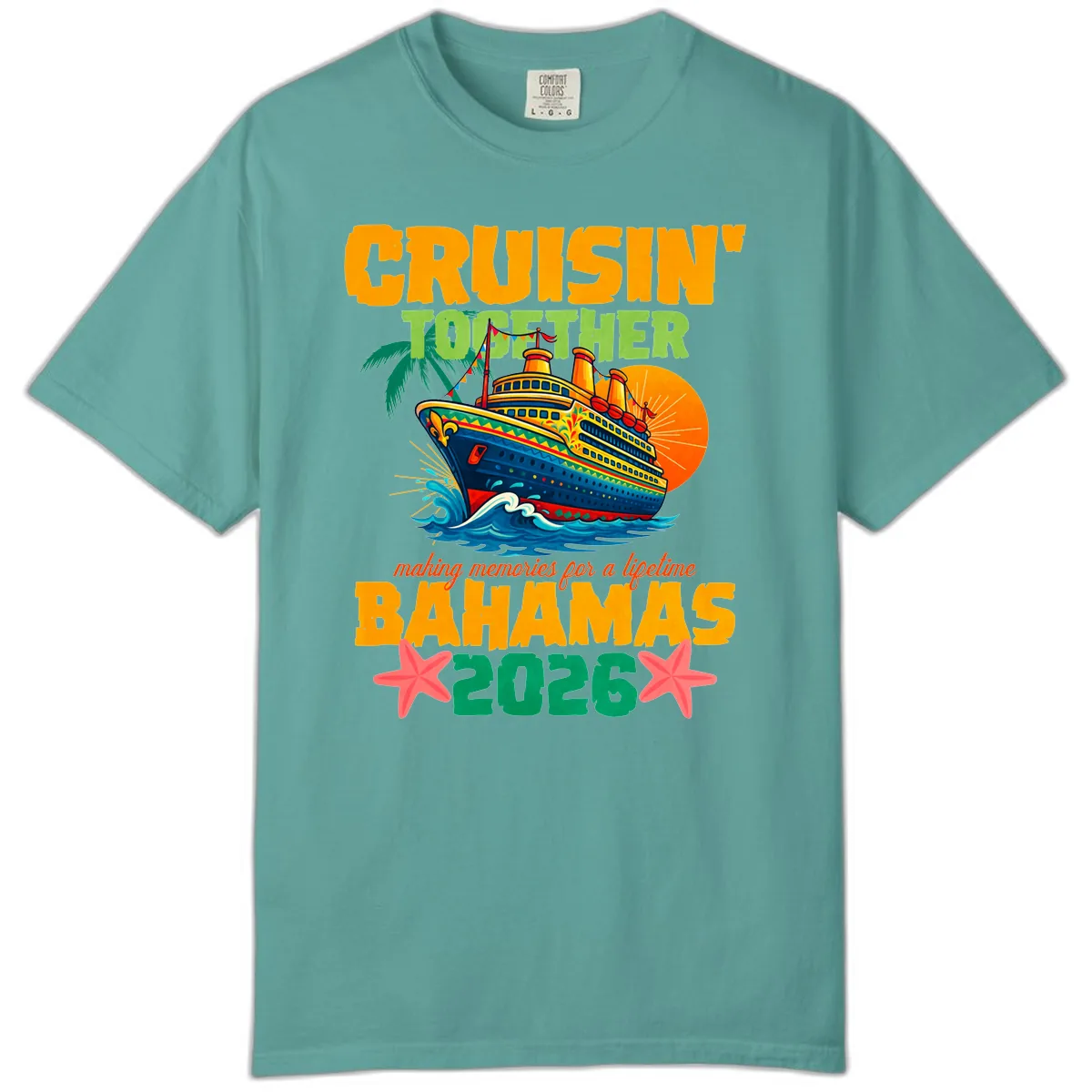 Bahamas 2026 Family Cruise Together Design Comfort Color in Seafoam
