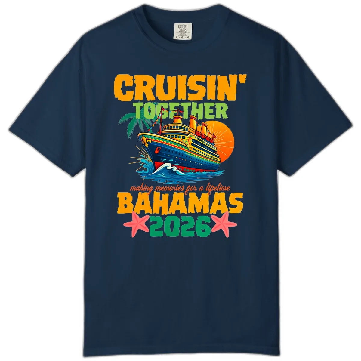 Bahamas 2026 Family Cruise Together Design Comfort Color in True Navy