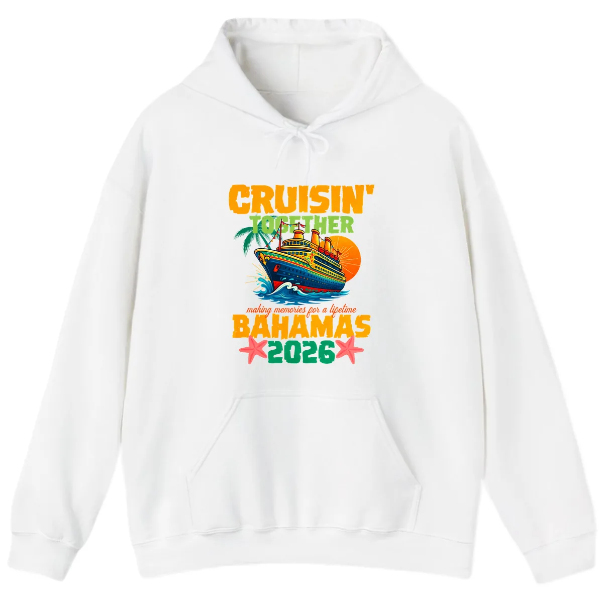 Bahamas 2026 Family Cruise Together Design Hoodie in White