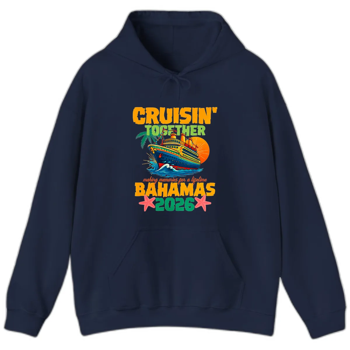 Bahamas 2026 Family Cruise Together Design Hoodie in Navy