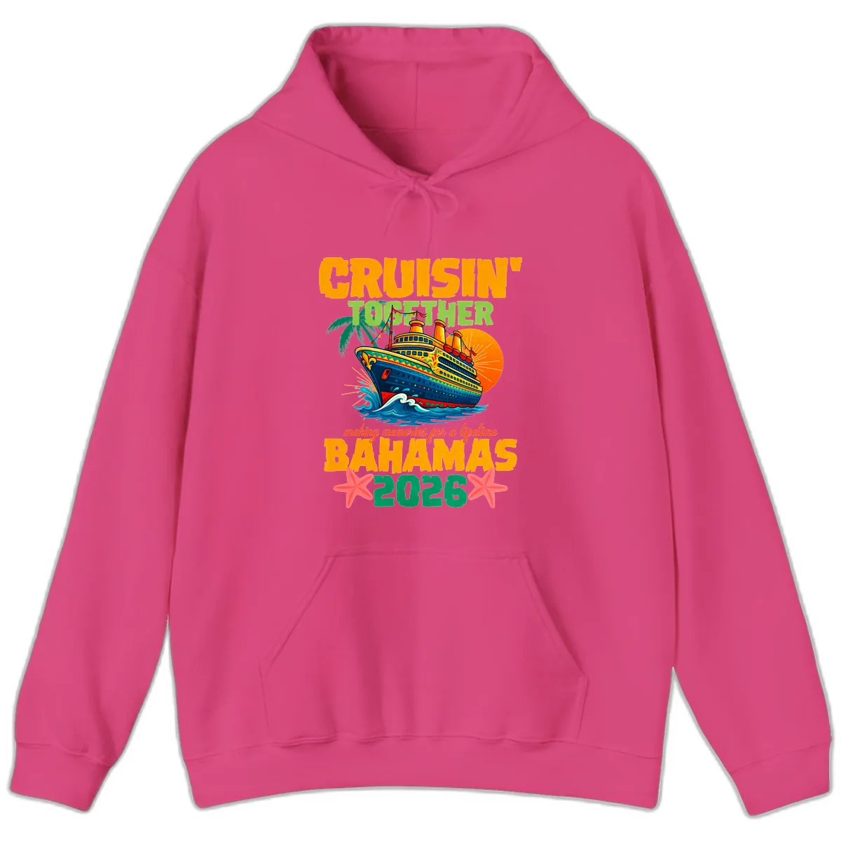 Bahamas 2026 Family Cruise Together Design Hoodie in Heliconia
