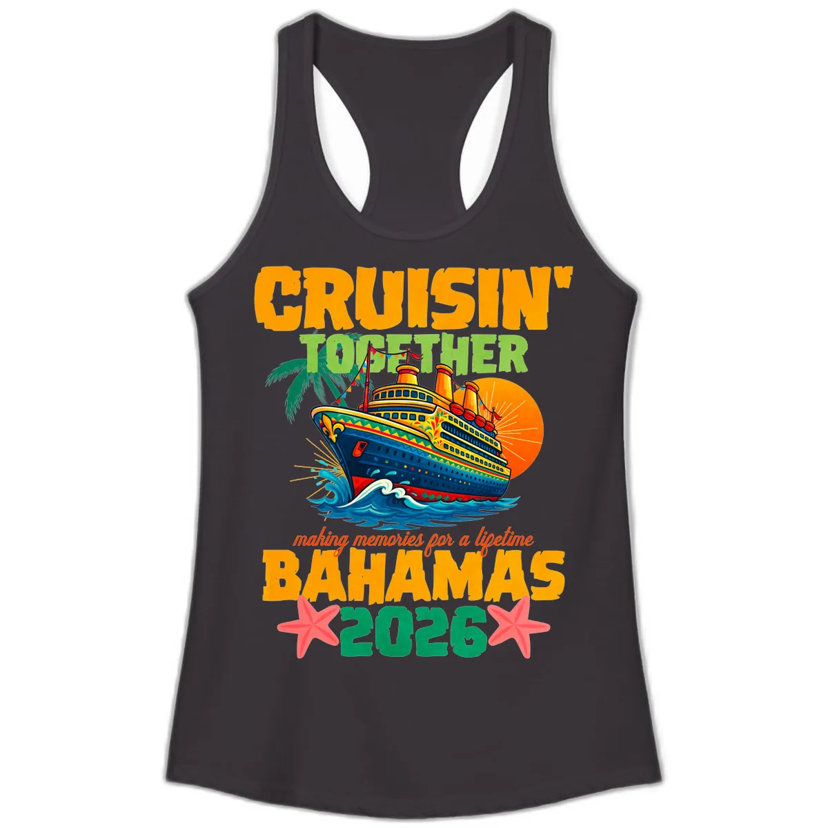 Bahamas 2026 Family Cruise Together Design Ladies Tank in Black