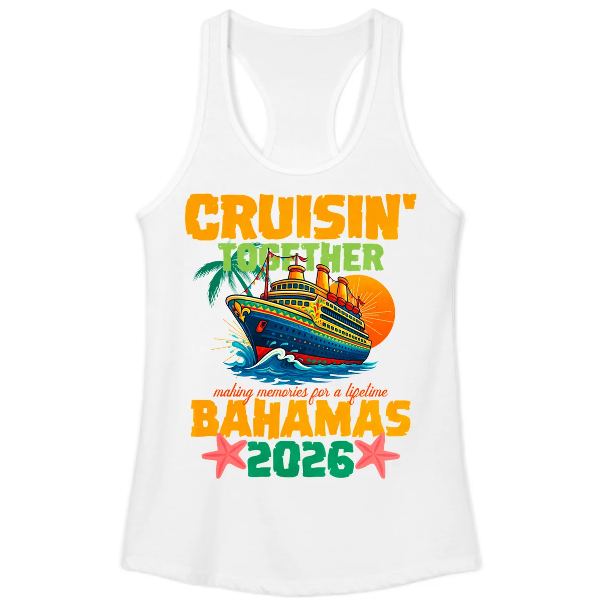 Bahamas 2026 Family Cruise Together Design Ladies Tank in White