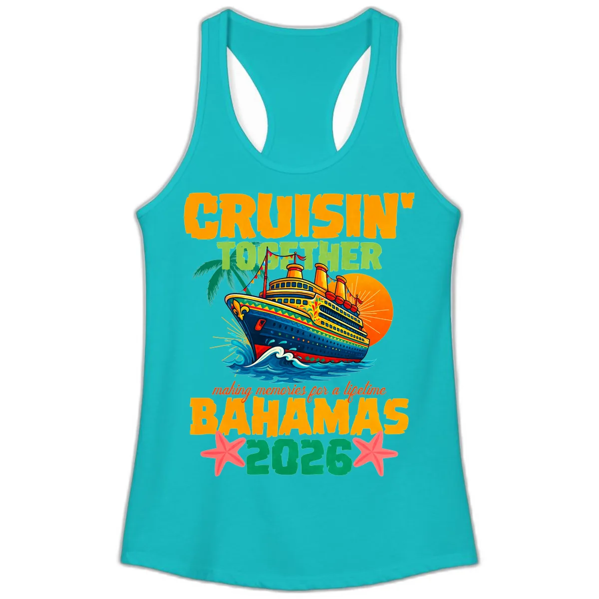 Bahamas 2026 Family Cruise Together Design Ladies Tank in Tahiti Blue
