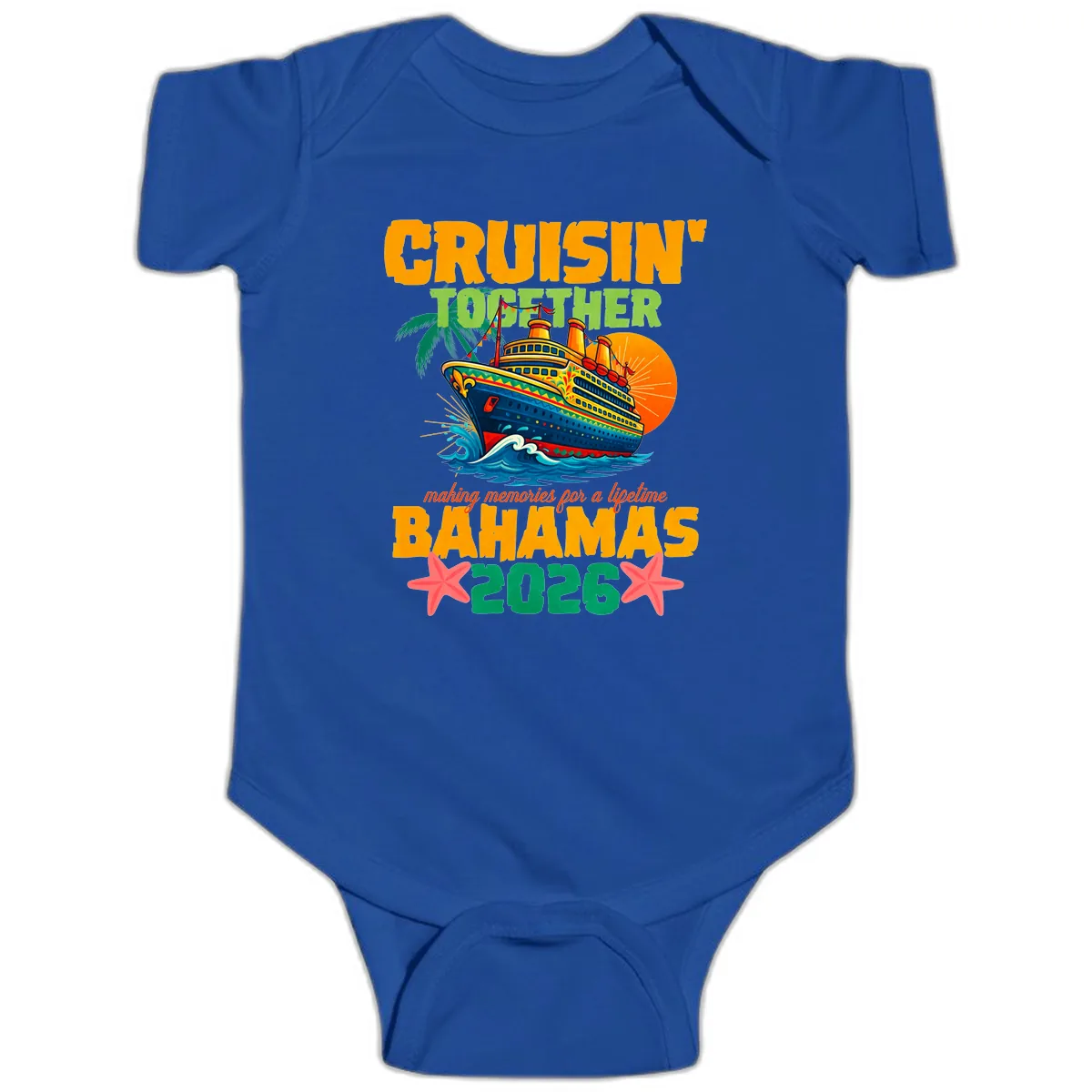 Bahamas 2026 Family Cruise Together Design Baby Onesie in Royal