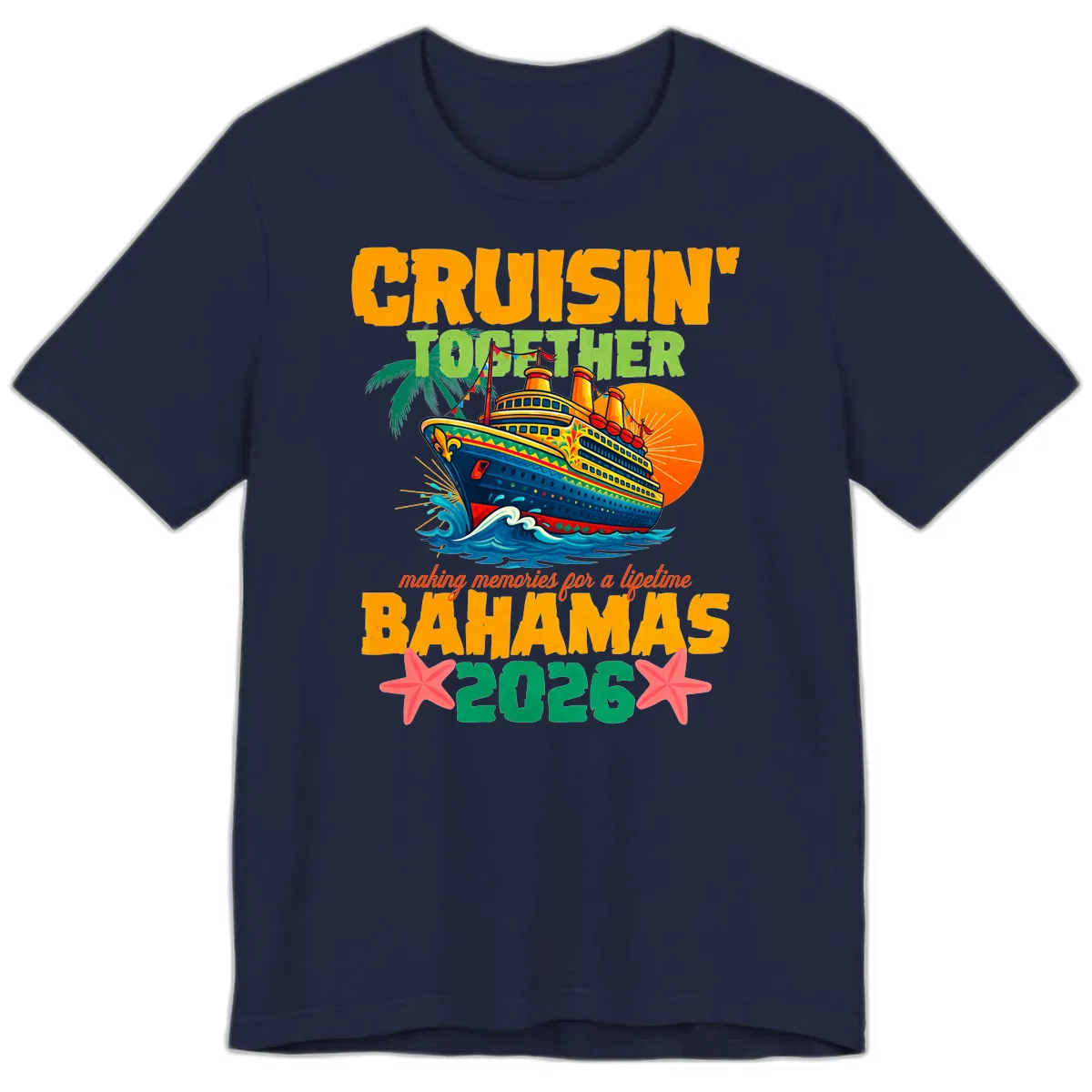 Bahamas 2026 Family Cruise Together Design Premium T-Shirt in Navy