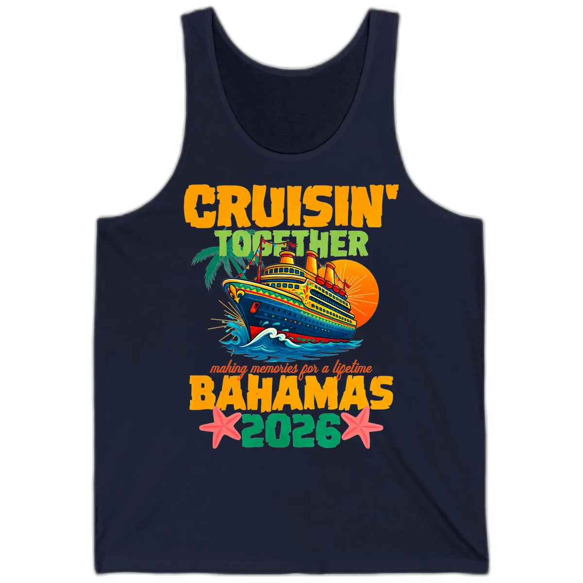 Bahamas 2026 Family Cruise Together Design Tank in Navy