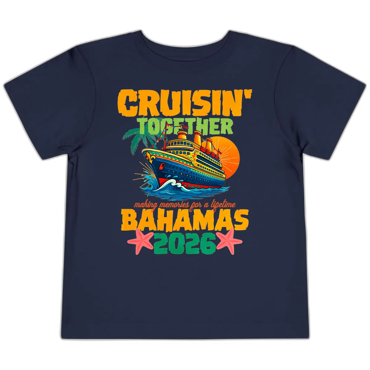 Bahamas 2026 Family Cruise Together Design Toddler T-Shirt in Navy