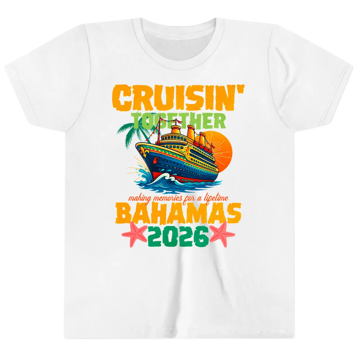 Bahamas 2026 Family Cruise Together Design Youth T-Shirt in White