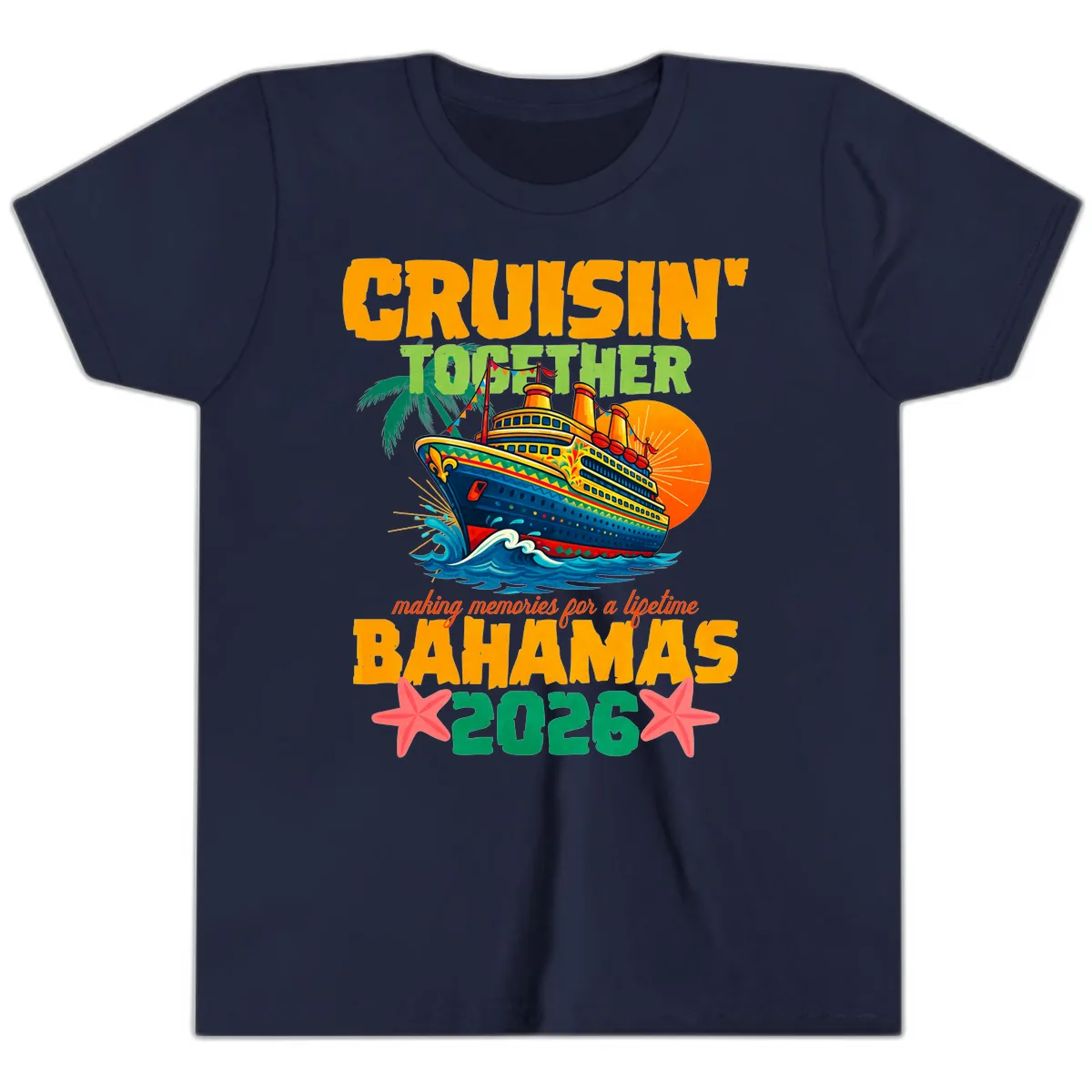 Bahamas 2026 Family Cruise Together Design Youth T-Shirt in Navy