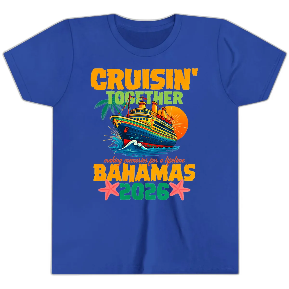 Bahamas 2026 Family Cruise Together Design Youth T-Shirt in True Royal