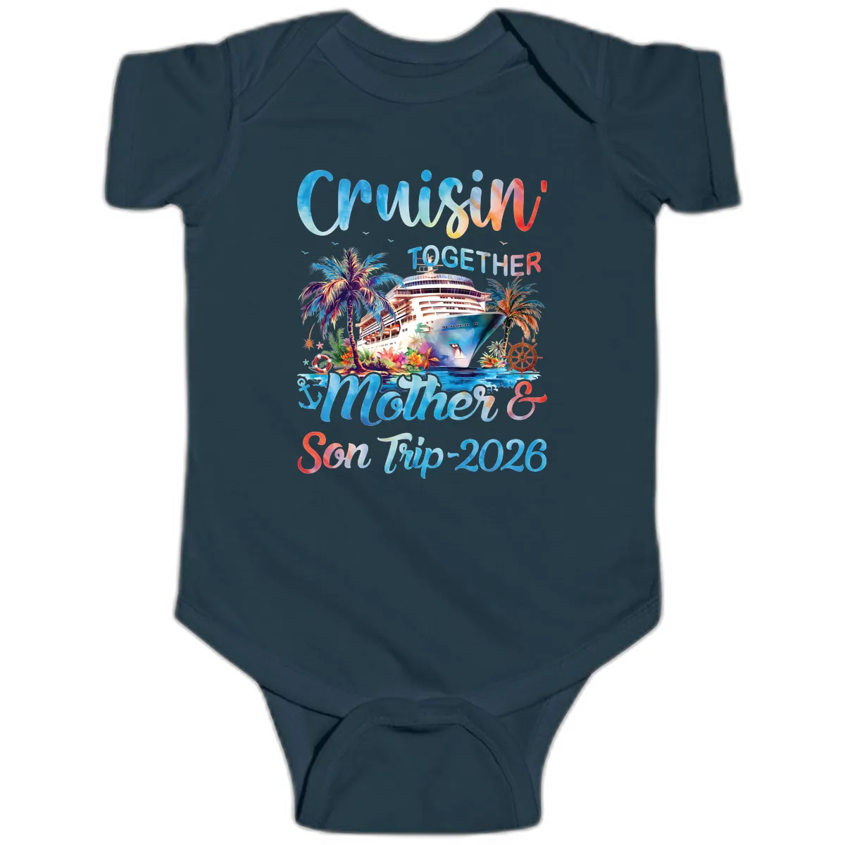 Cruisin' Together Mother and Son Trip 2026 Baby Onesie in Navy