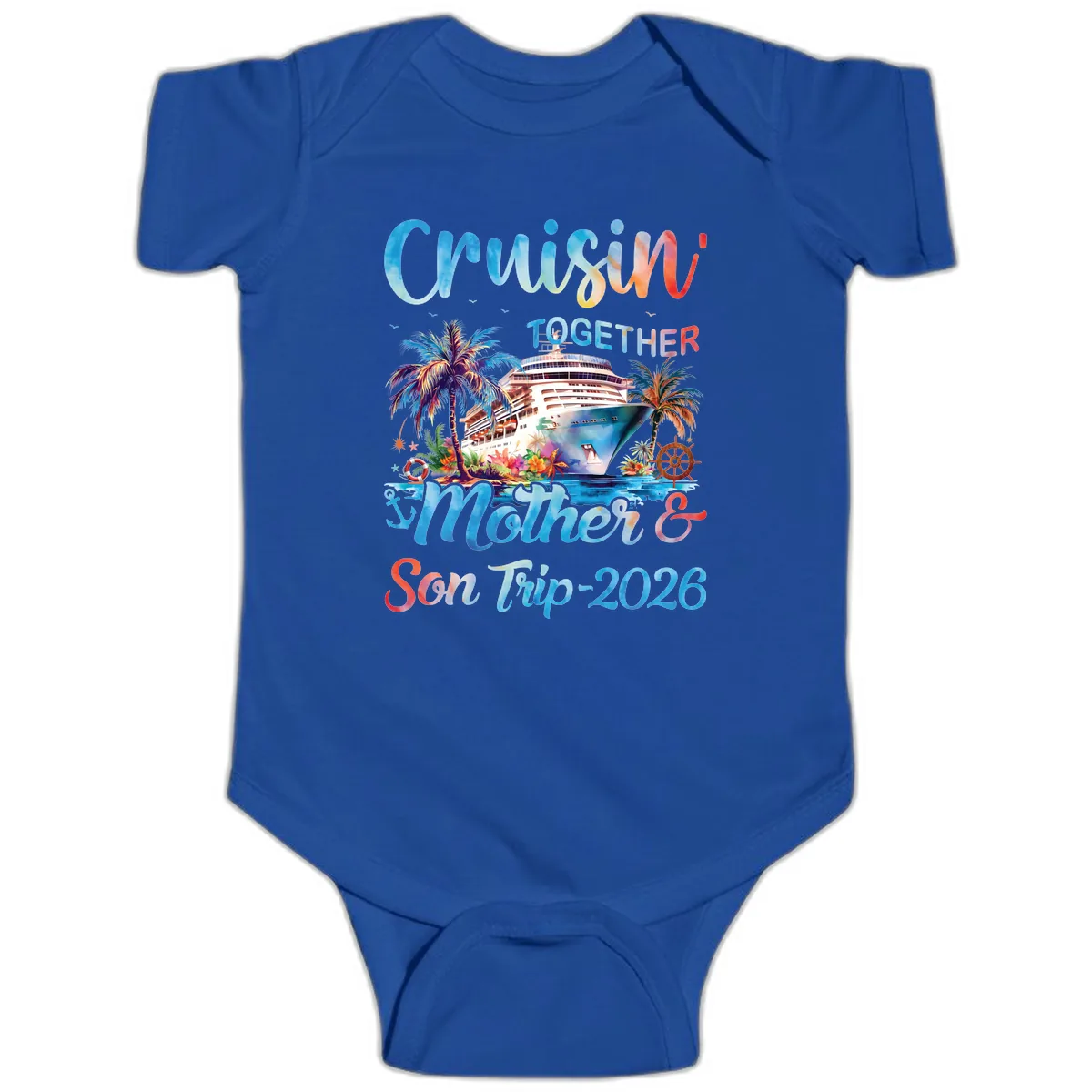 Cruisin' Together Mother and Son Trip 2026 Baby Onesie in Royal