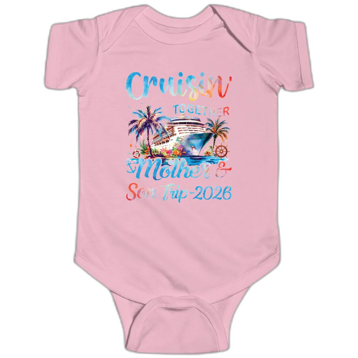 Cruisin' Together Mother and Son Trip 2026 Baby Onesie in Pink