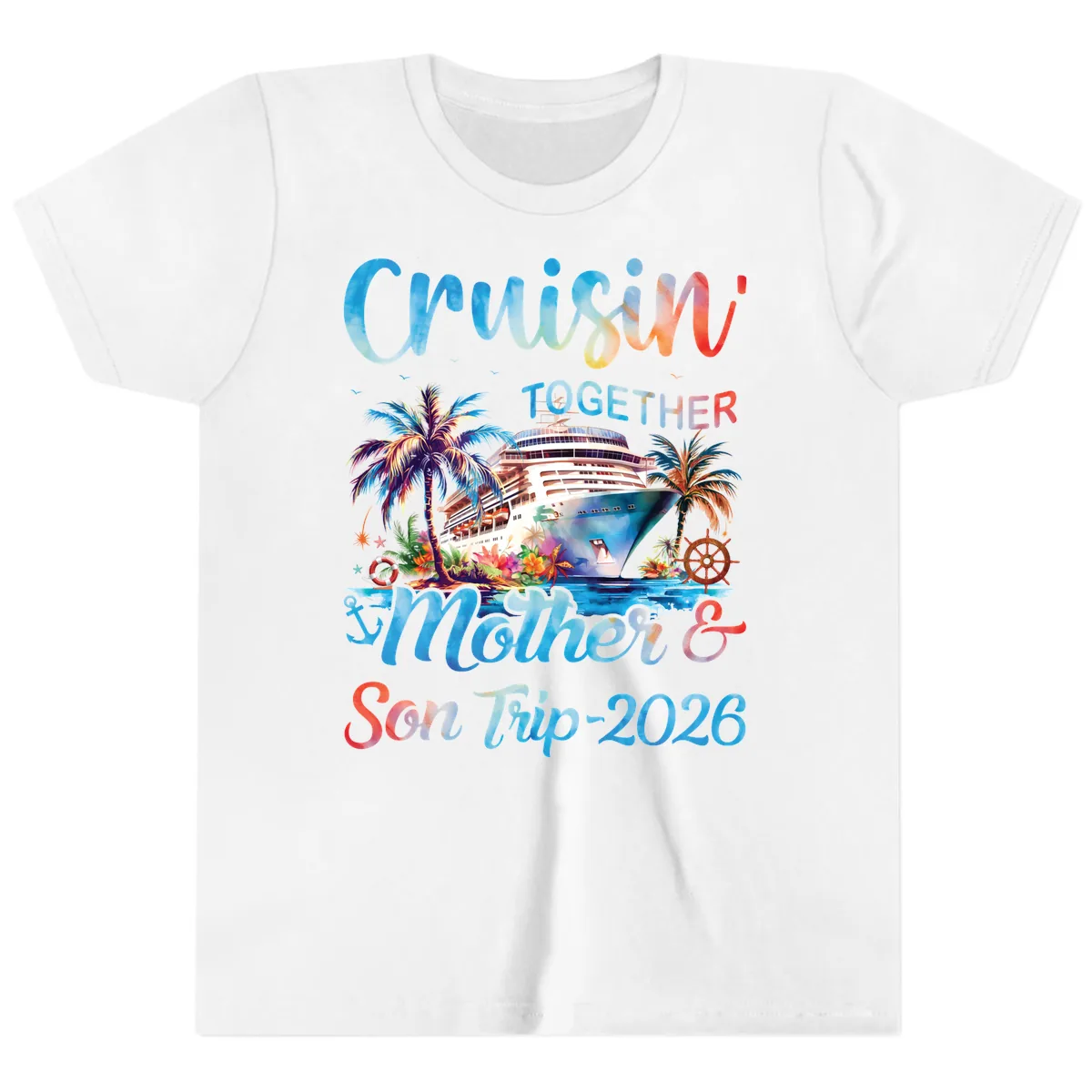Cruisin' Together Mother and Son Trip 2026 Youth T-Shirt in White