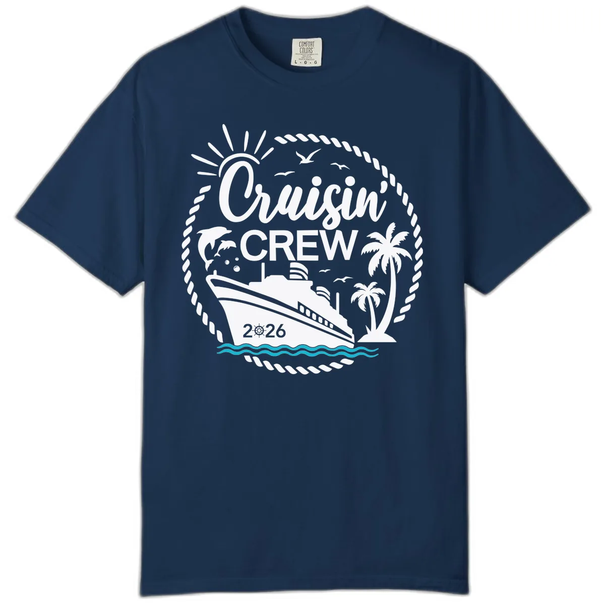 Cruisin' Crew 2026 Family Vacation Apparel Comfort Color in Navy