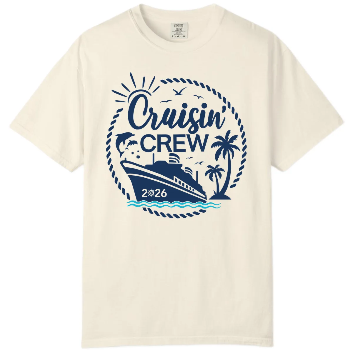 Cruisin' Crew 2026 Family Vacation Apparel Comfort Color in Ivory