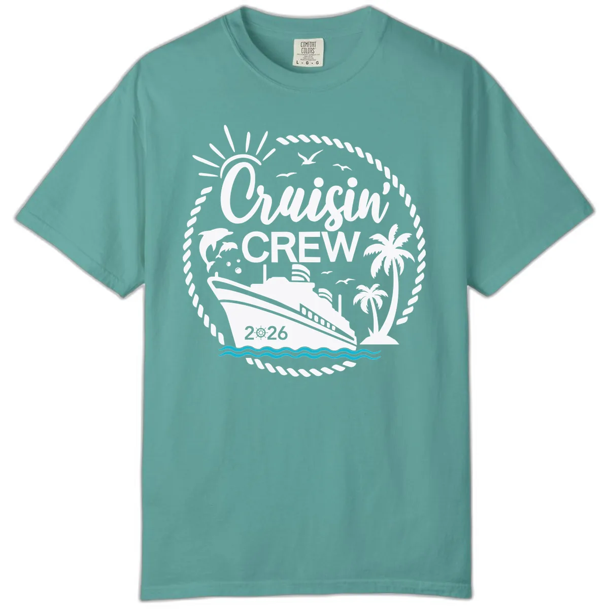 Cruisin' Crew 2026 Family Vacation Apparel Comfort Color in Seafoam