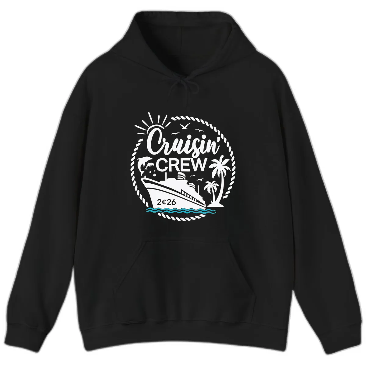 Cruisin' Crew 2026 Family Vacation Apparel Hoodie in Black