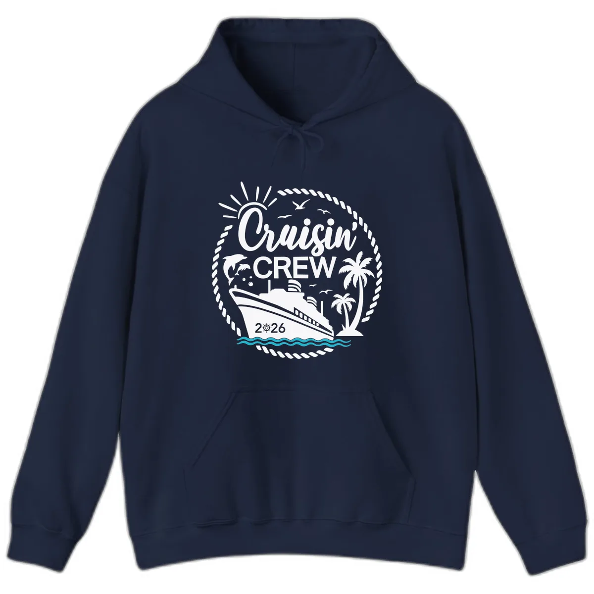 Cruisin' Crew 2026 Family Vacation Apparel Hoodie in Navy