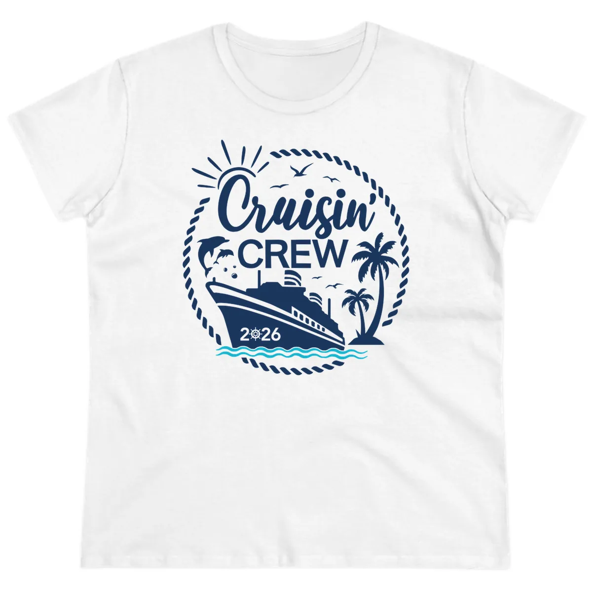 Cruisin' Crew 2026 Family Vacation Apparel Ladies Tee in White